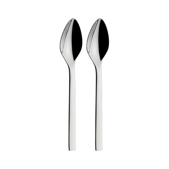 WMF Nuova grapefruit spoon set, two spoons with serrated tips in polished stainless steel
