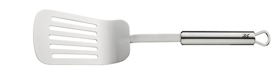 WMF Profi Plus lifter, a slotted stainless steel turner with a long handle and a hanging loop