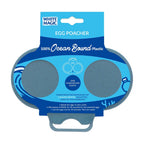 White Magic Ocean microwave egg poacher in blue, shown in its packaging