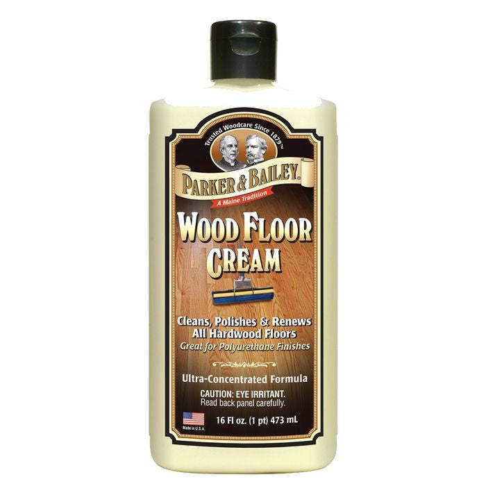 Parker & Bailey Wood Floor Cream, a 16 fl oz bottle with a black cap and label