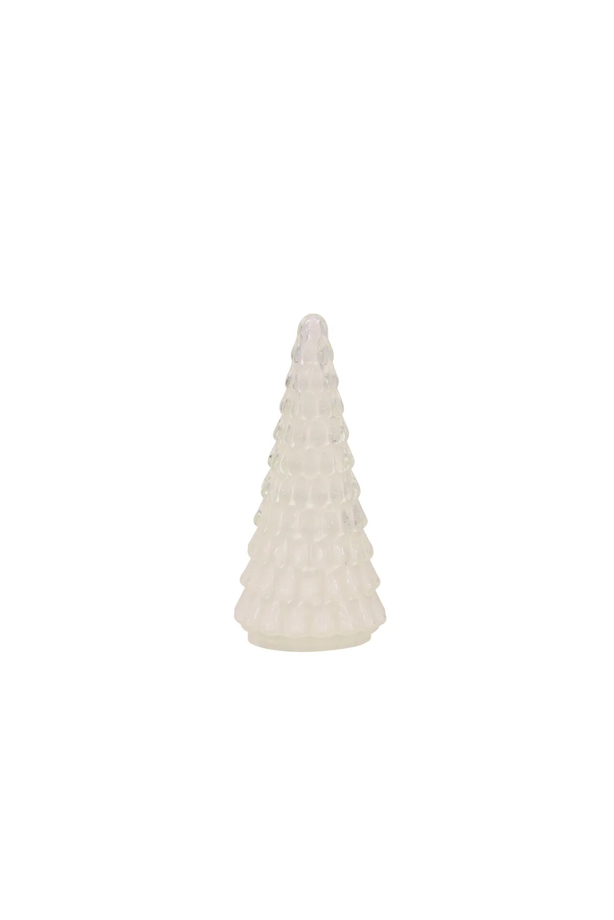 Maytime mini glass Christmas tree ornament in a white finish