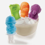 Zoku Safari ice pop moulds in a monkey, elephant and lion design, assorted colours