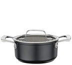 Meridan Pro Swiss Crystal 16cm low casserole in black non-stick with a glass lid and two steel handles