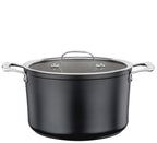 Meridan Pro Swiss Crystal high casserole, 24cm, in black non-stick with a glass lid and two steel handles