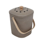 White Magic Eco Basics compost kitchen waste bin in stone grey with a vented lid and a bamboo handle