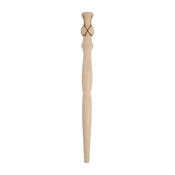 T & G beech porridge spurtle with a carved knot handle
