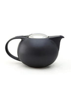 Zero Saturn teapot, 1 litre, in black with a stainless steel infuser lid