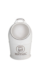 T & G white salt pig in stoneware with a curved opening