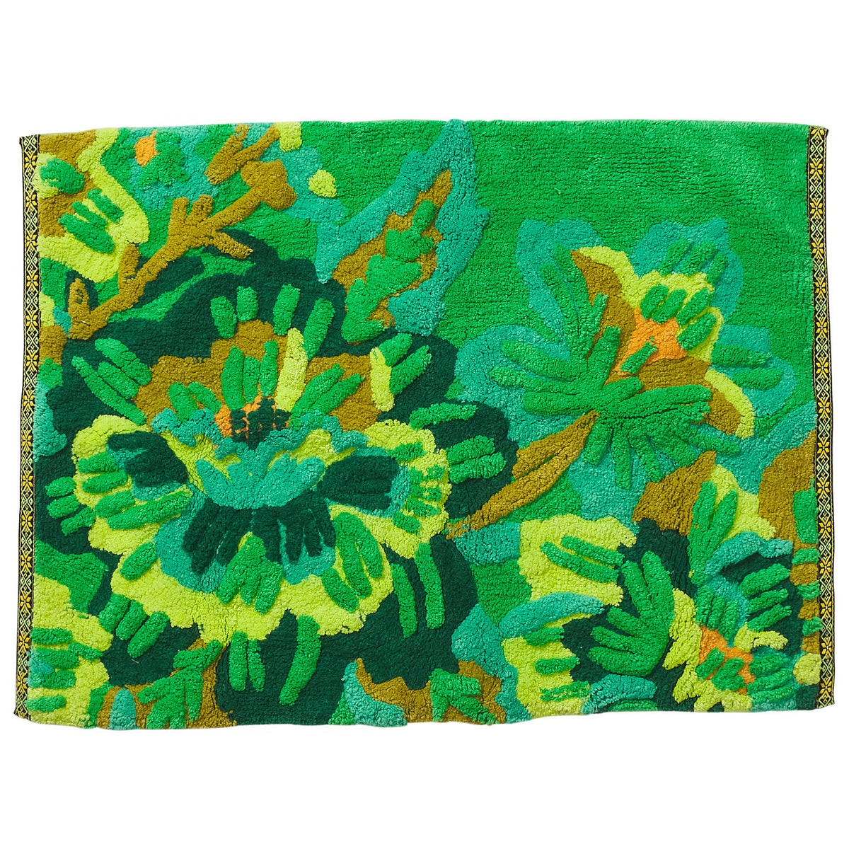 Sage & Clare Eliza bath mat in spring green with a tufted floral pattern