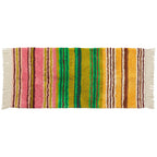 Sage & Clare Nicolette bath runner in a multicoloured stripe of pink, green, orange and brown