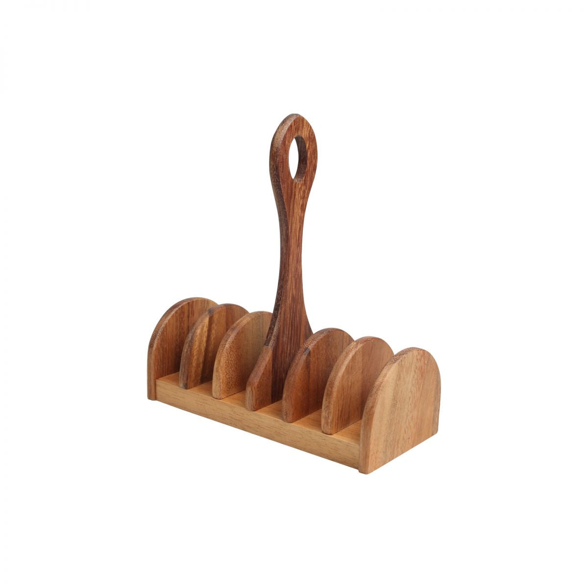 T & G Baroque toast rack in acacia wood with a carved handle and slots for toast