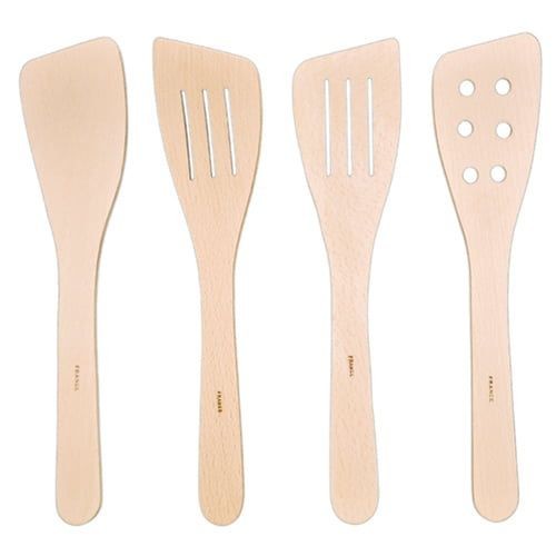 French Woodware Extra Wide Curved Slotted Spatula