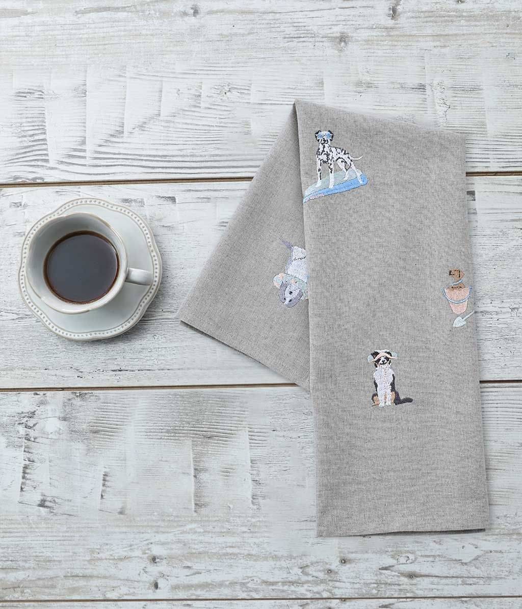 MM Linen Beach Dogs Tea Towel
