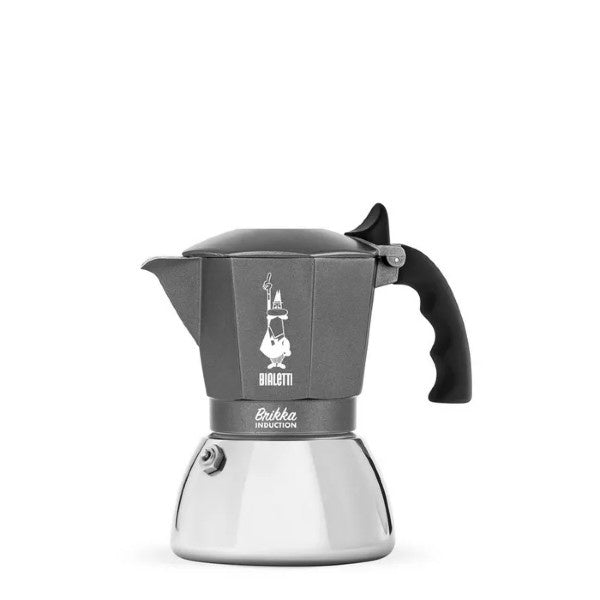 Bialetti Brikka induction stovetop espresso maker, 4 cup, in matt grey