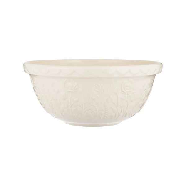 Mason Cash In The Meadow Rose mixing bowl in cream with an embossed floral pattern
