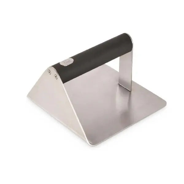 Hunt & Gather stainless steel burger press with a black handle