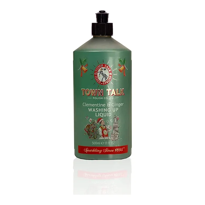 Town Talk Clementine & Ginger washing up liquid in a green bottle