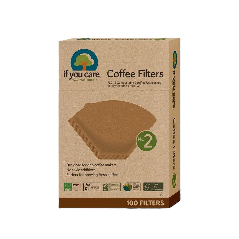 If You Care large coffee filters, No.2, a box of 100 unbleached filters