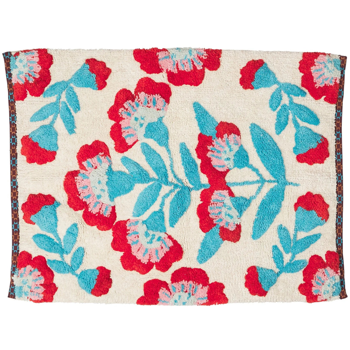 Sage x Clare Winona Moonlight bath mat with a red and turquoise floral print