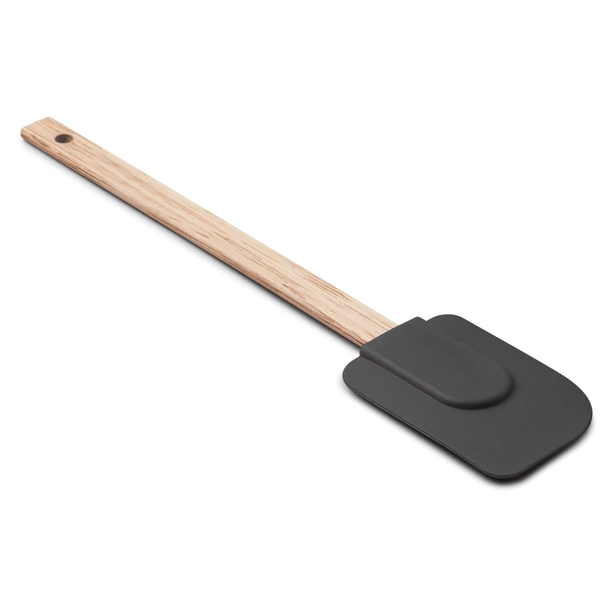 Zeal silicone head spatula with a black head and a long wooden handle