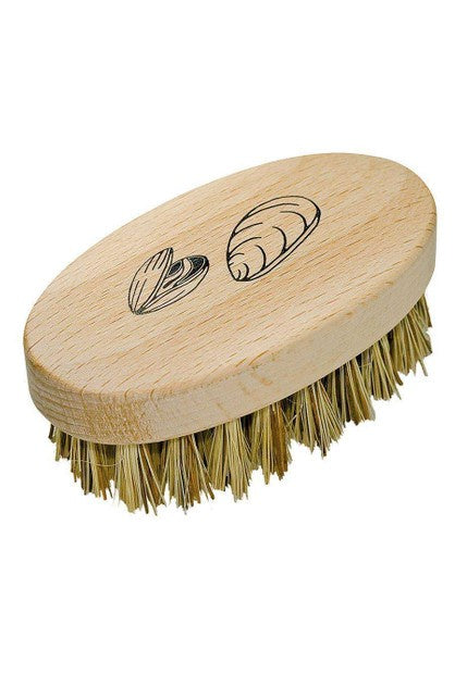 Florence mussel brush with a beechwood body, coarse bristles and a mussel shell print
