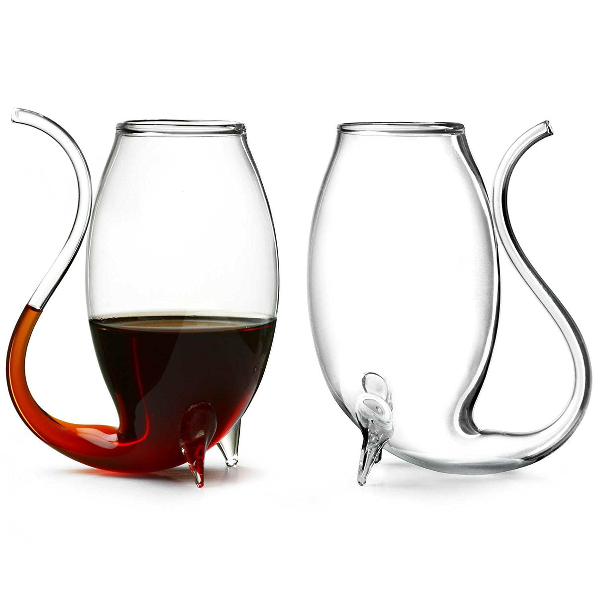 Bartender port sippers set of two glass sippers with a curved straw, one filled with port