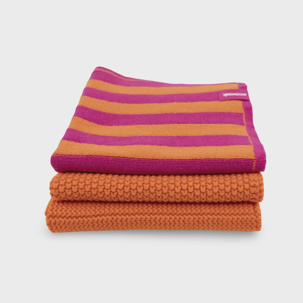 Dishcloth Variety 3pk - Mandarin Berry Stripe