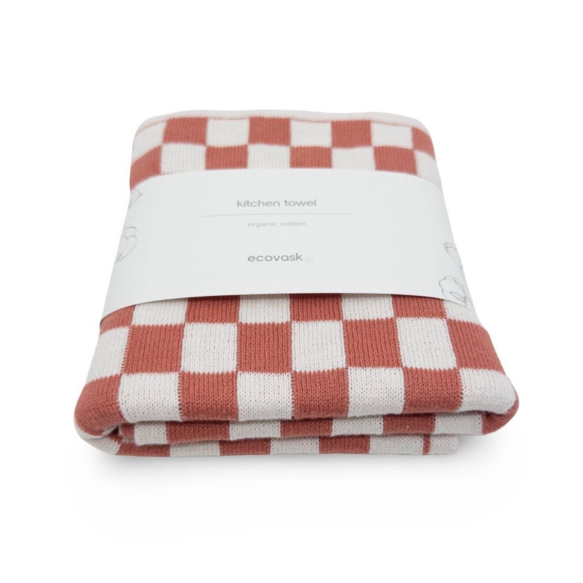 Ecovask Kitchen Towel | Tea Towel - Coral Chequer