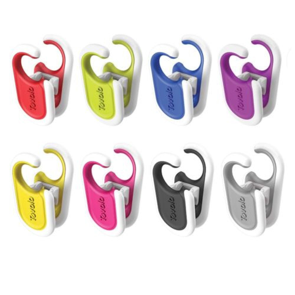 Tovolo ladle clips in assorted colours including red, lime, blue, purple, yellow, pink, black and grey