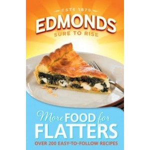 Edmonds More Food for Flatters cookbook with a photo of a pie slice on an orange and blue cover