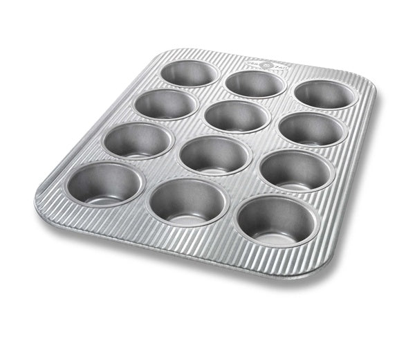 USA Pan 12 cup muffin pan in ridged aluminised steel