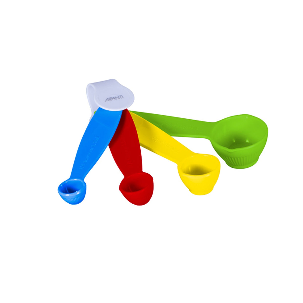 Avanti ribbed measuring spoon set, four nested spoons in blue, red, yellow and green