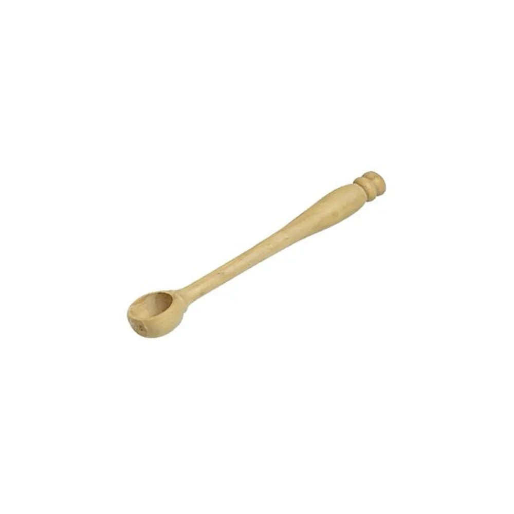 French Woodware boxwood salt spoon with a small round bowl and a turned handle