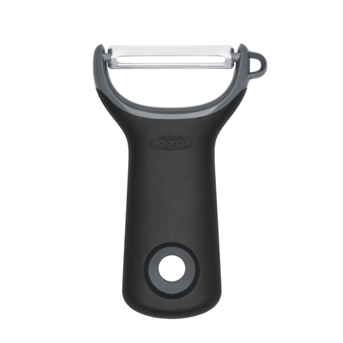 OXO Good Grips prep Y peeler with a black handle and a stainless steel blade