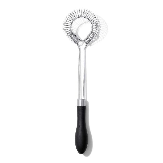 OXO Good Grips sauce and gravy whisk with a coiled head and a black handle