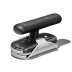 OXO Good Grips twisting jar opener with a black handle, a grey base pad and a clear grip