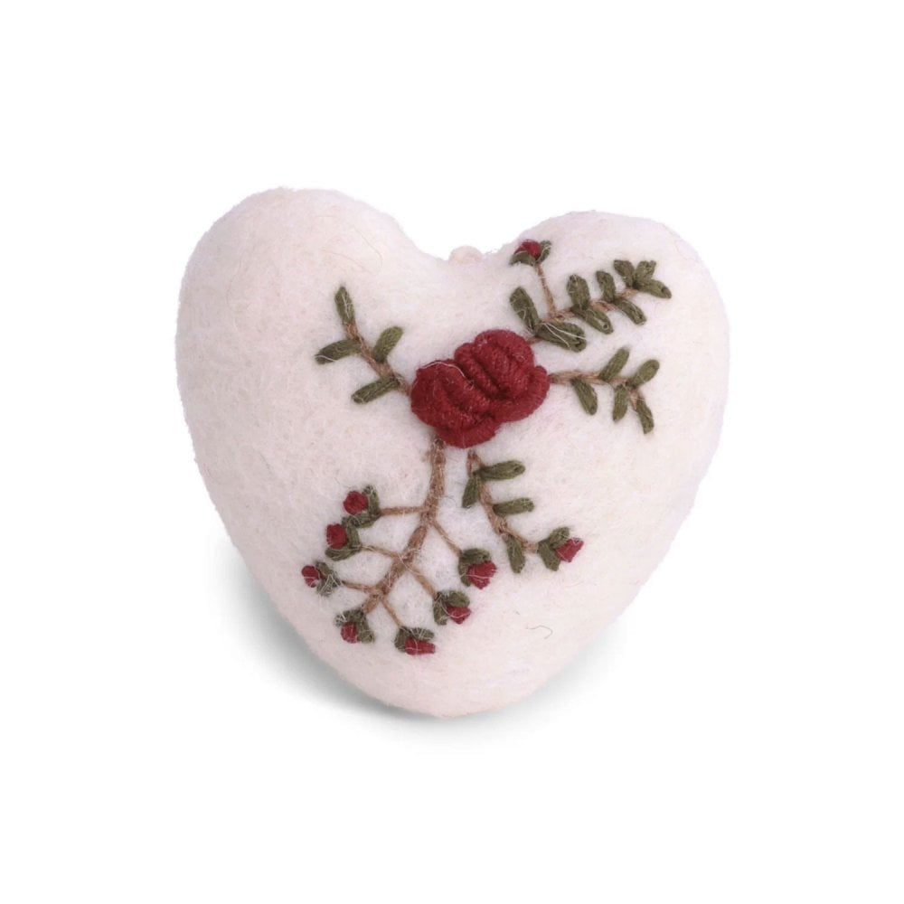 Gry & Sif - White Heart w/Branch Embroidery