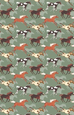 Ulster Weavers Canter cotton tea towel with galloping horses on a green background