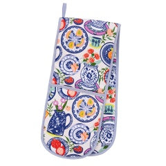 Ulster Weavers Mediterranean Plates double oven glove with a print of colourful plates and dishes