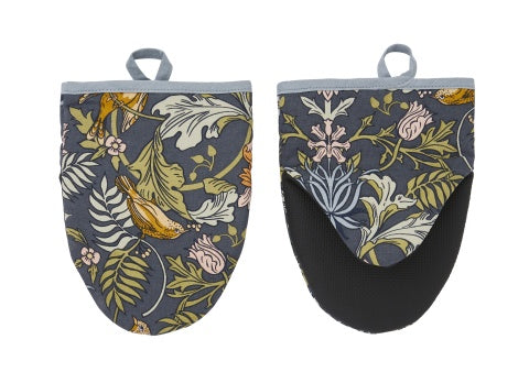 Ulster Weavers Finch & Flower cotton microwave mitts with a floral William Morris-style print