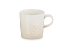 Le Creuset Jardin mug, 350ml, in cream stoneware with an embossed flower detail