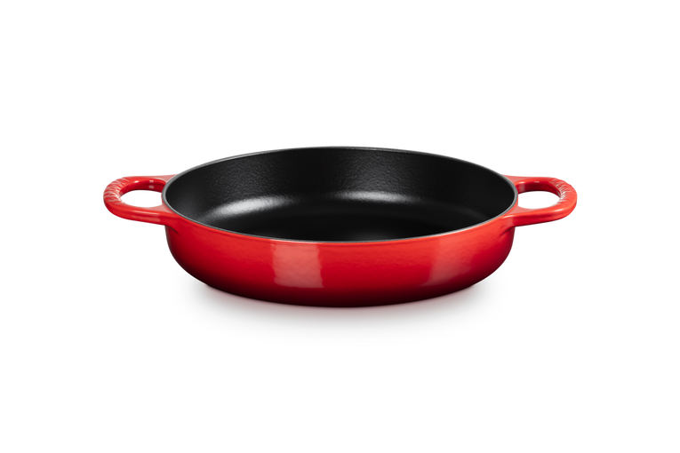 Le Creuset Signature cast iron everyday pan in black with two side handles
