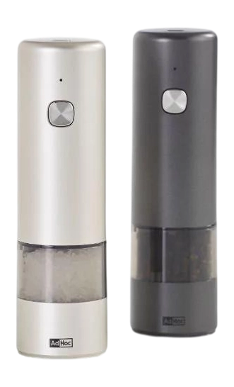 AdHoc i.Mill electric salt and pepper mill set in silver and black