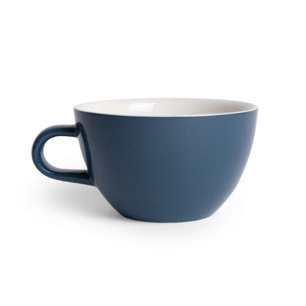 ACME large latte cup in black with a white interior