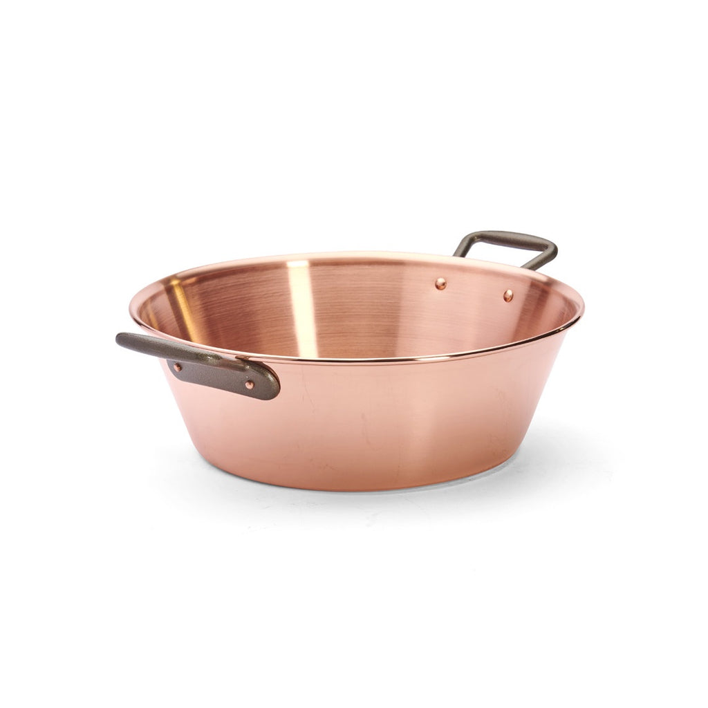 De Buyer copper conical preserving pan, 38cm, with two brass handles