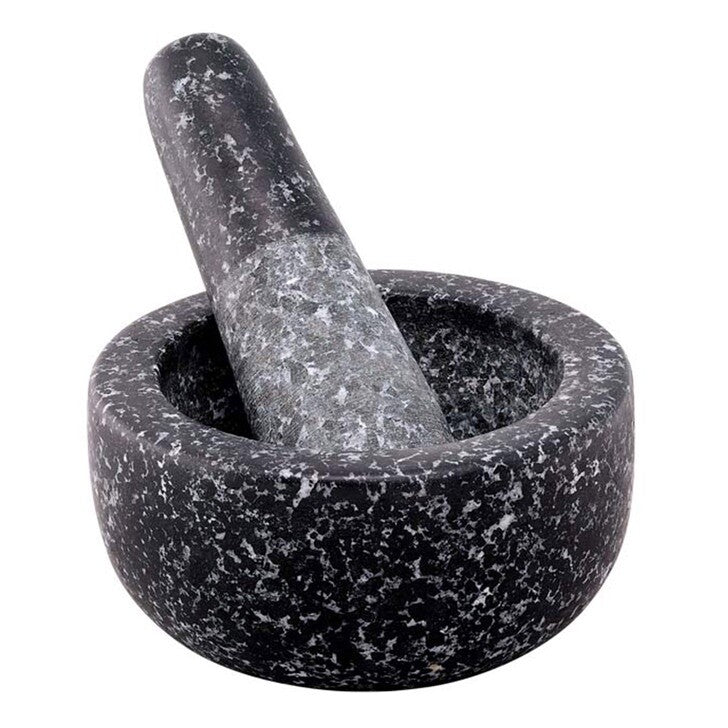 Avanti mini mortar and pestle in black speckled stone
