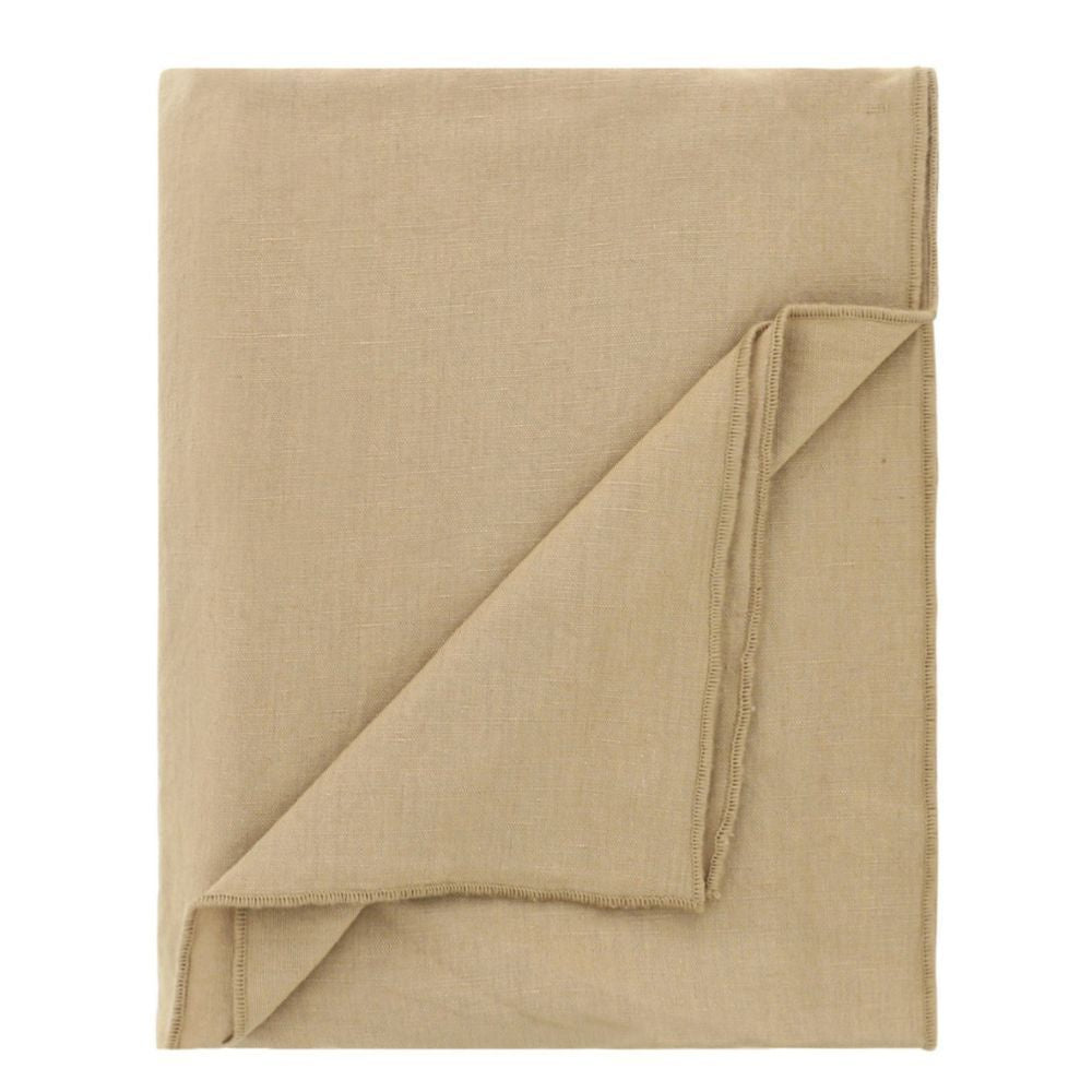 Baksana linen square tablecloth, 170x170cm, in tan, shown folded