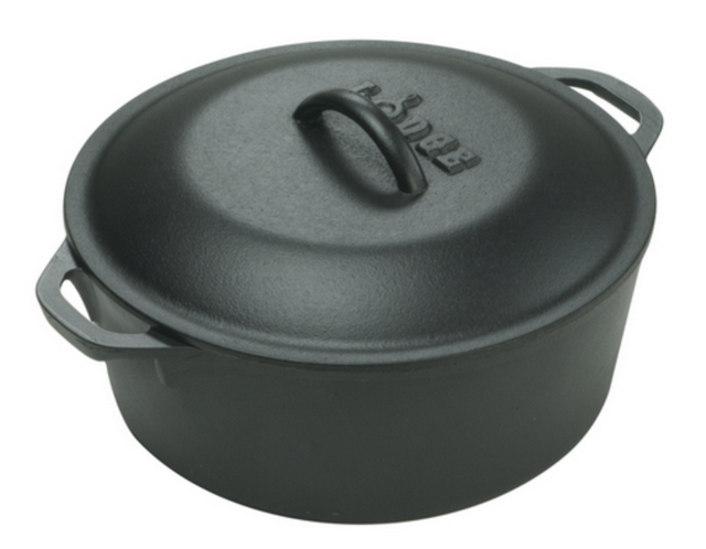 Lodge Dutch oven with a loop handle lid, 4.7L, in black cast iron