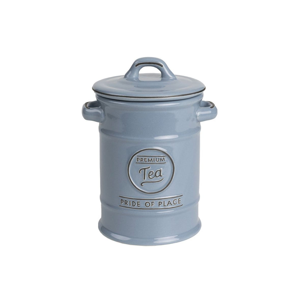 T & G Pride of Place tea jar in blue stoneware with a lid
