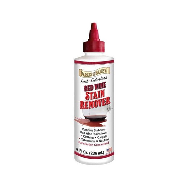 Parker & Bailey red wine stain remover in a red trigger spray bottle